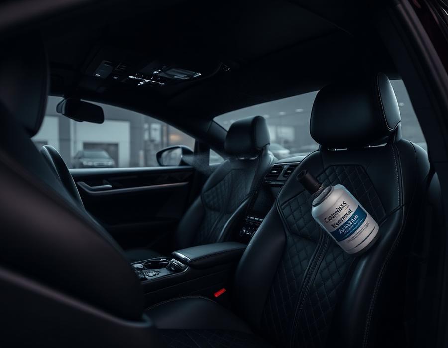 Higienização interna de carro com bancos de couro